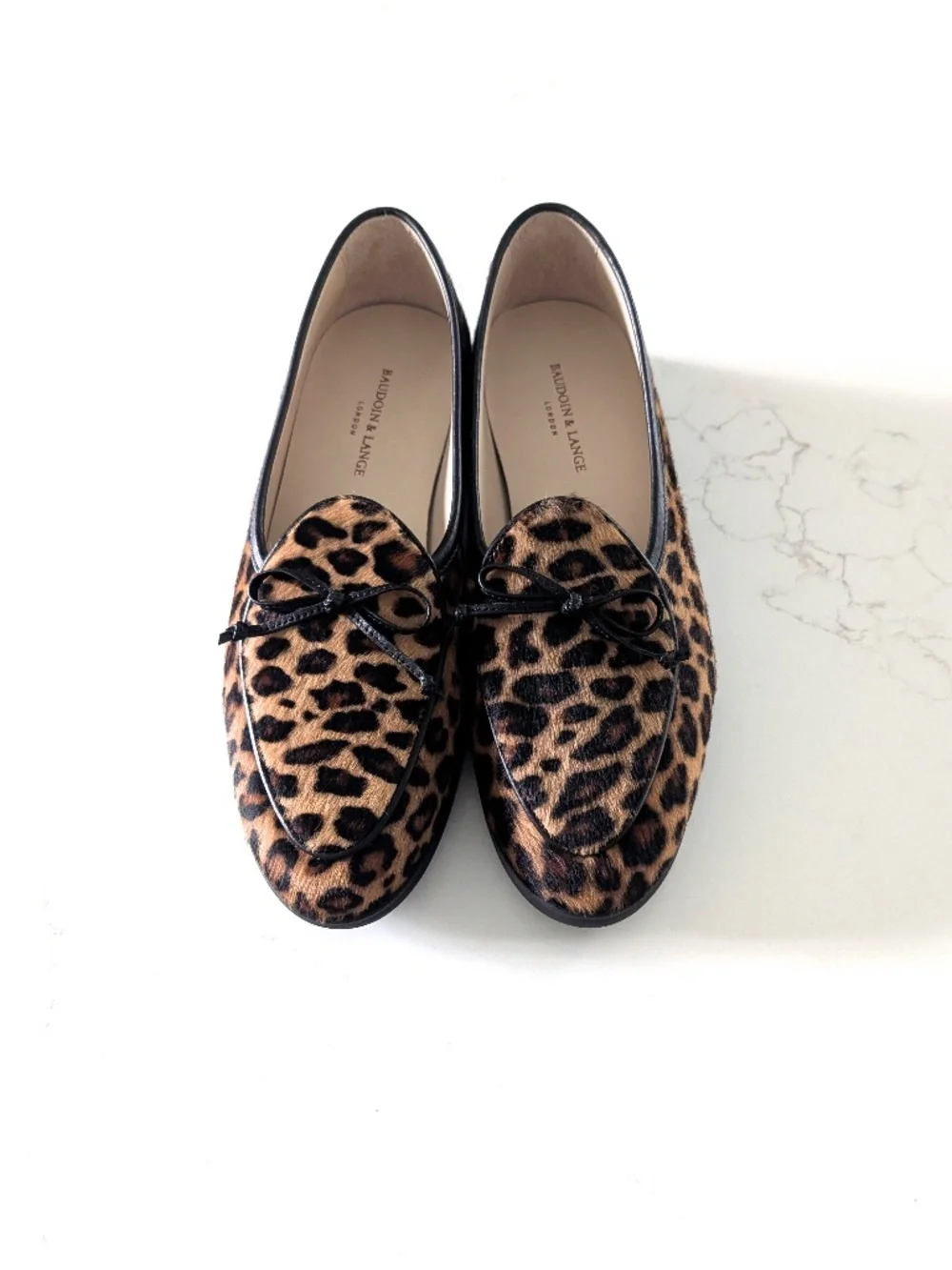 Baudoin & Lange Stride String Loafers Leopard Calf Hair Shoes EU 36 US 5.5-6 NIB